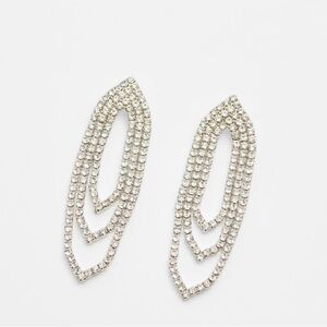 Elegant Silver Crystal Drop Earrings